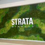 Moss Logo Wall in Mixed greens for Strata Wynwood
