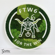 mixed mosses moss logo with a white bull in the center